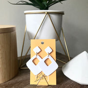 Double Diamond Dangles - White Granite